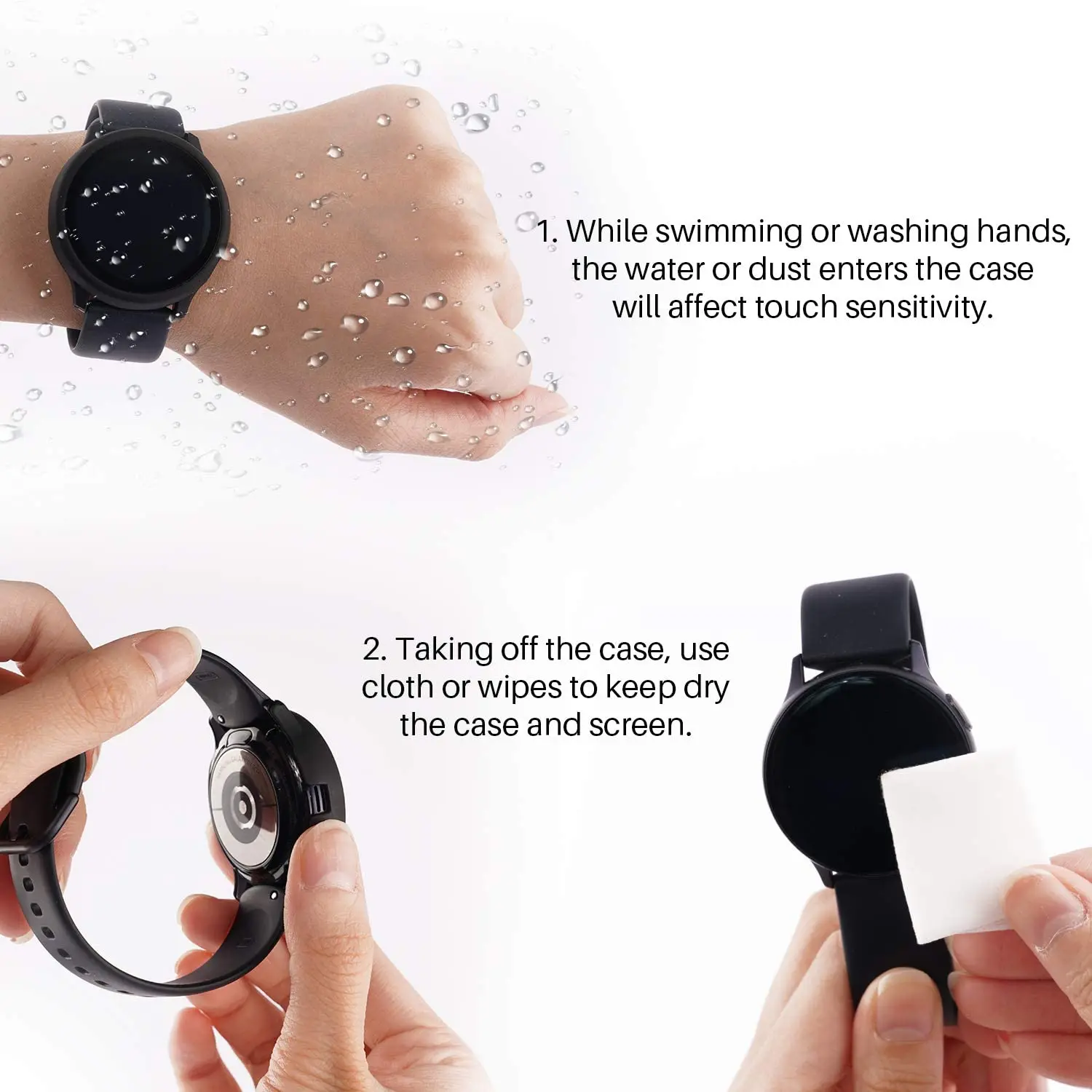 Matte Cover for Samsung Galaxy Watch Active 2 Case 44mm 40mm All Around Coverage Protective Bumpers Glass Screen Protector