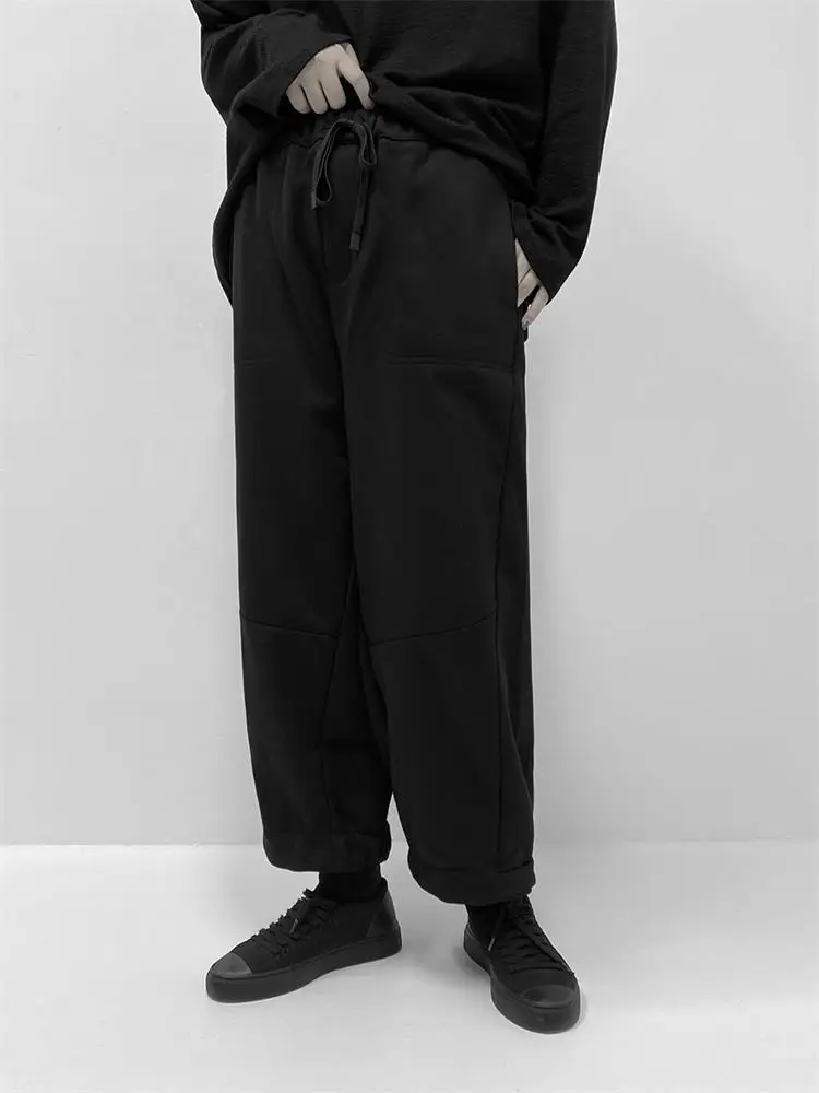 Men's New Dark Loose Straight Tube Drawstring Pants Fashion Youth Trend Large Size Loose Casual Pants