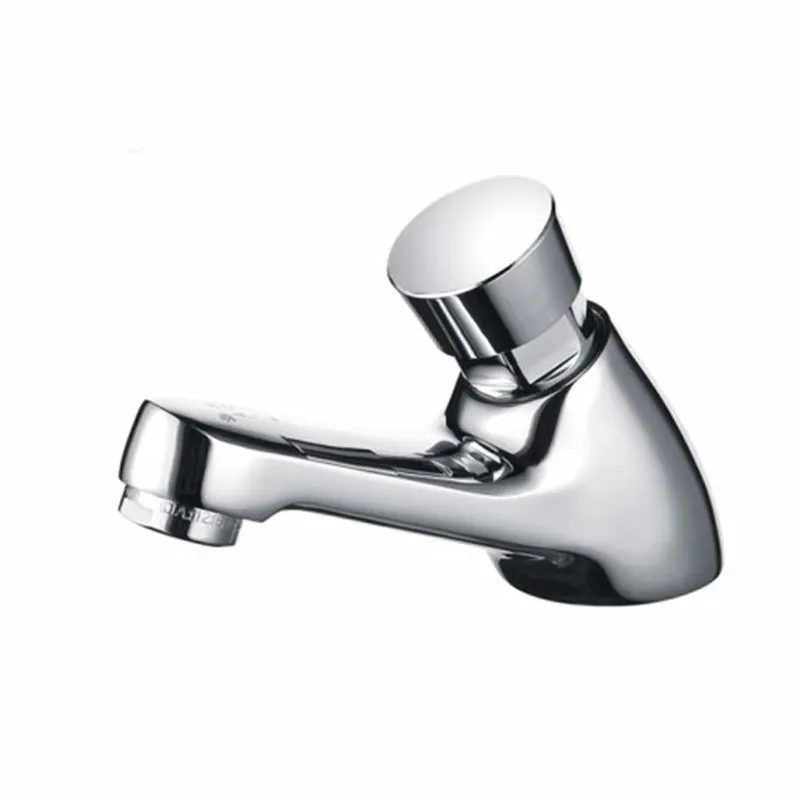 Bathroom metered Basin Faucets Brass time sink Water Mixer Sink Taps Single cold Handle Deck Mounted Crane Tap