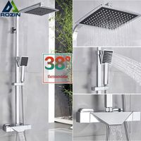 Chrome Shower Faucet Thermostatic Bathroom Shower Mixer Tap Rainfall 8\