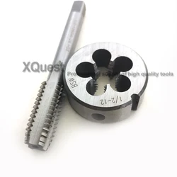 Juego de machos de roscar y troqueles HSS para mano derecha, 2 piezas, BSW 5/16, 3/8, 7/16, 1/2, 5/16, con rosca de tornillo, BSW 3/8-18, 7/16-16, 1/2-14,-12