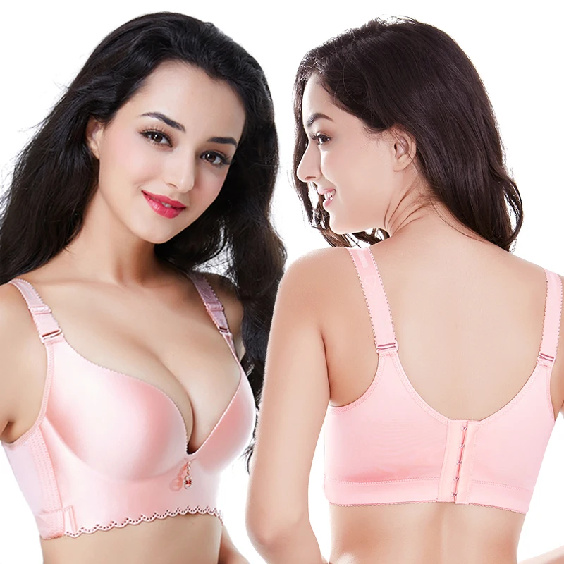 

2019 New Style Plus Size 36 38 40 42 44 46 E F Cup Seamless Wireless Bra Push Up Underwear Adjustable Thin Large Single-bra Wire