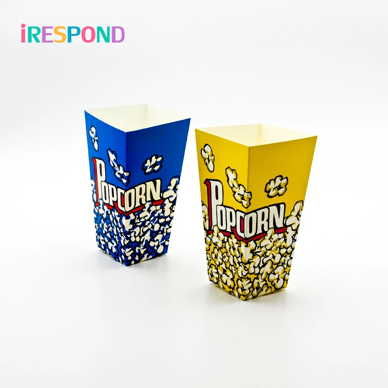 

200PCS Popcorn Box Party Favors Kids Birthday Paper Popcorn Boxes Wedding Yellow Popcorn Box Blue Cup Children Bags Supplier