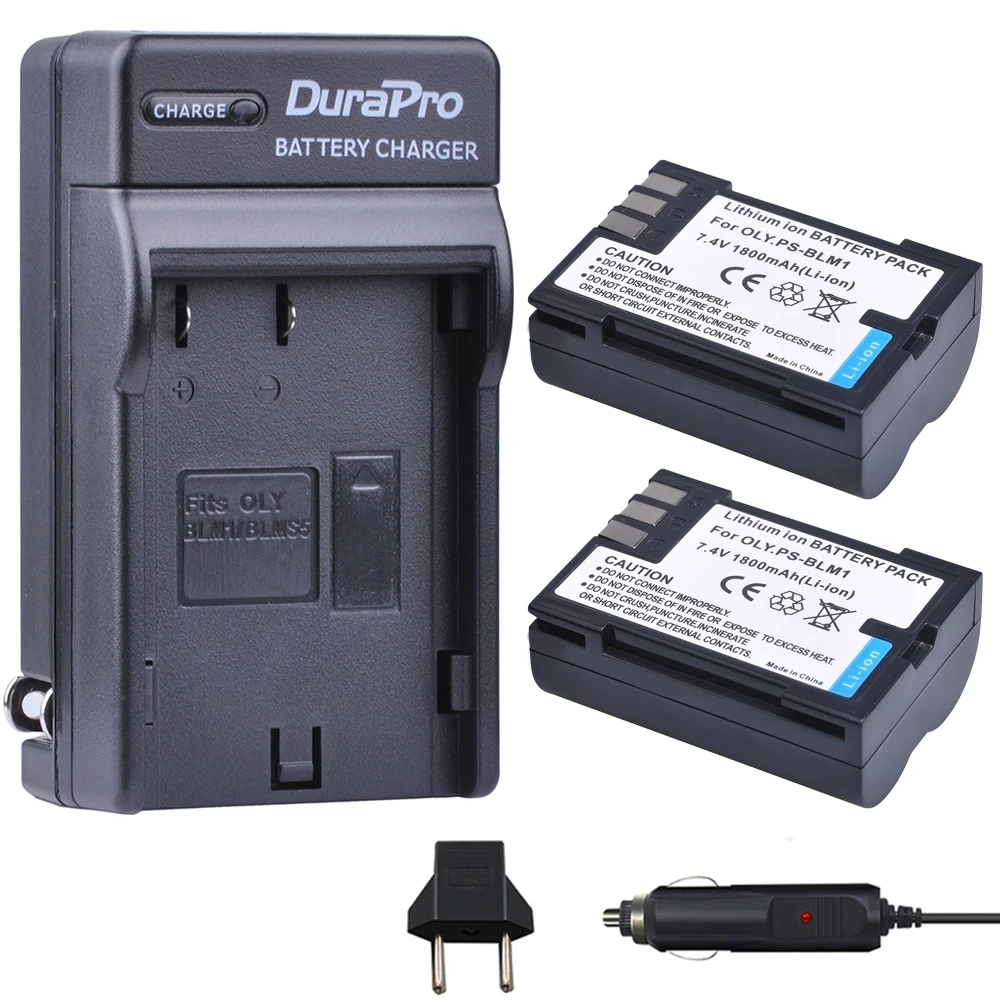 

2pc PS-BLM1 PS BLM1 BLM-1 1800mAH Li-ion Battery + Car Charger for Olympus EVOLT E-300 E-330 E-500 E-510 C-5060 C-7070 C-8080