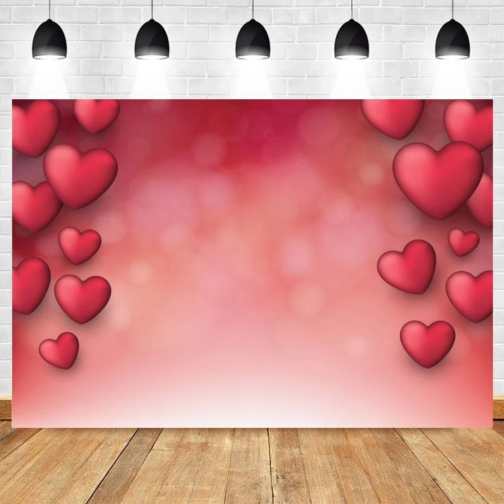 Valentine's Day Background  Love Heart Red Bokeh Glitter Vinyl Photography Backdrop Photophone Wedding Photocall Photophone Prop