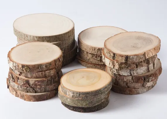 

500pcs mini 15mm-25mm assorted wood slices, rustic wood slices for weddings, favors, crafts & more blank wood slices