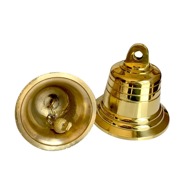 100% Brass Handicraft 5 Sizes Engraved Bell Loud Clear Sound School Meditation Church Creative Gift Large Small Copper Bells