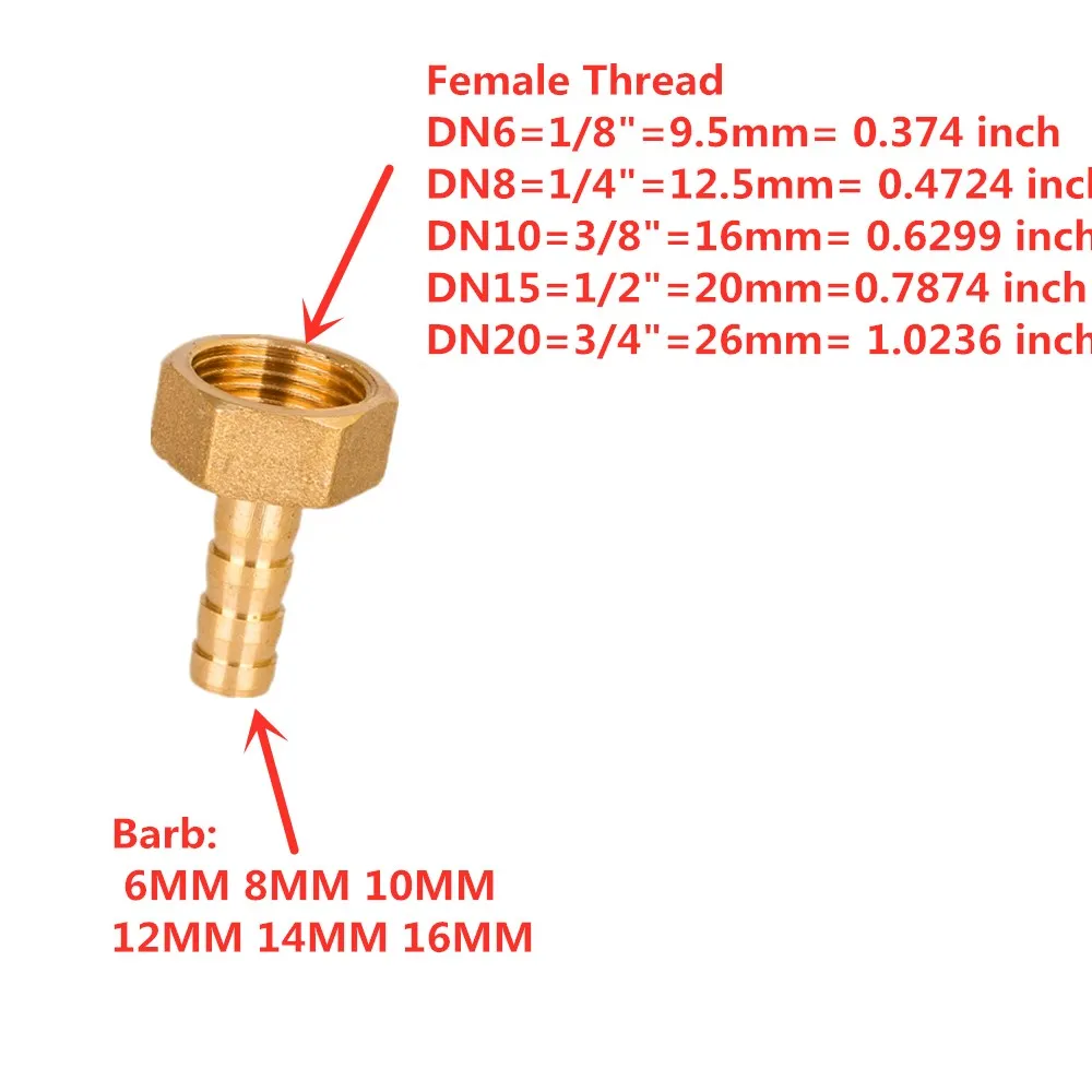 ข้อต่อท่อทองเหลือง4มม.6มม.8มม.10มม.19มม.หาง1/8 "1/4" 1/2 "3/8" BSP หญิงด้ายทองแดง Connector Joint Coupler Adapter