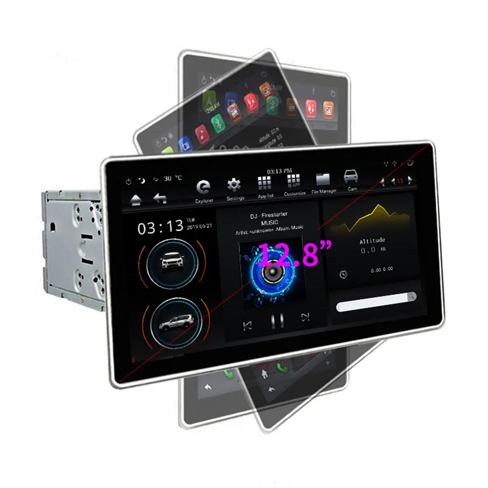 

12.8" Android 9.0 PX6 Vertical IPS Screen Car Radio 6 Core For Universal 100° rotation Audio 4+64G Stereo Multimedia DSP 4+32G