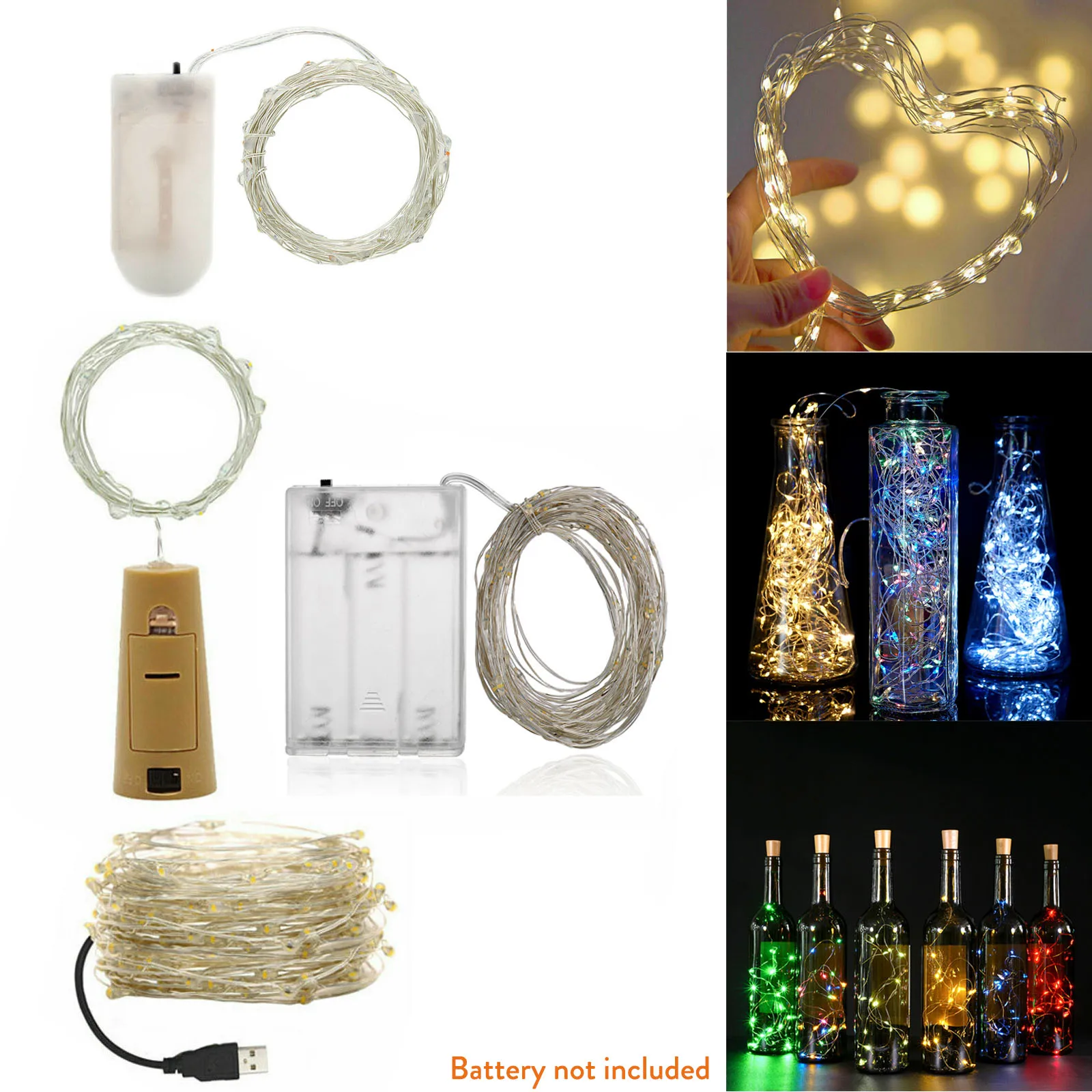 

20 50 100LEDS LED String Lights 2m 5m 10m Silver Wire Christmas Garlands Festoon Fairy Light For Home Room Tree Xmas Tree Decor