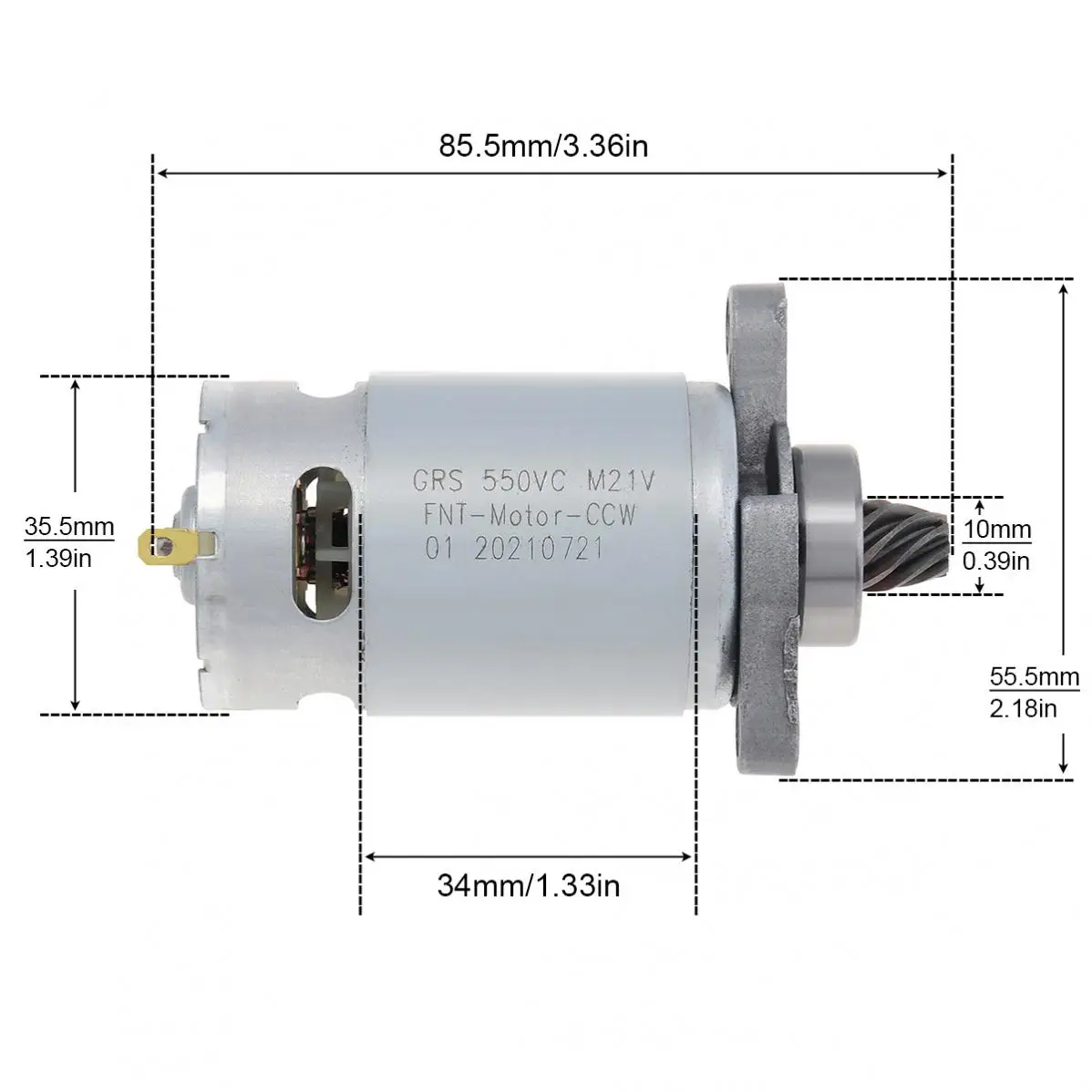 RS550 8 Teeth DC Motor High Power Reciprocating Saw Motor with Conical Teeth Gear for Handheld Cutting Lithium Electric Saw