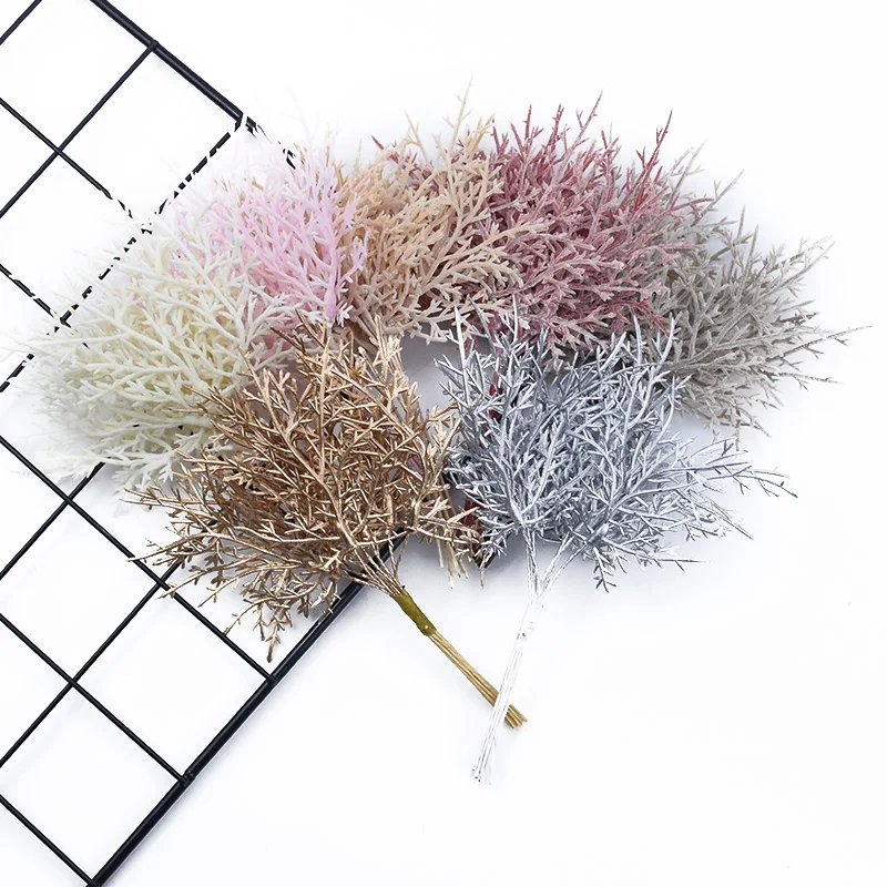 10 stücke Mehrfarbige Weihnachtsbaum Dekorative Blumen Kränze Hochzeit Basis für Wohnkultur Diy Geschenke Box Künstliche Pflanzen Großhandel – Detail 5