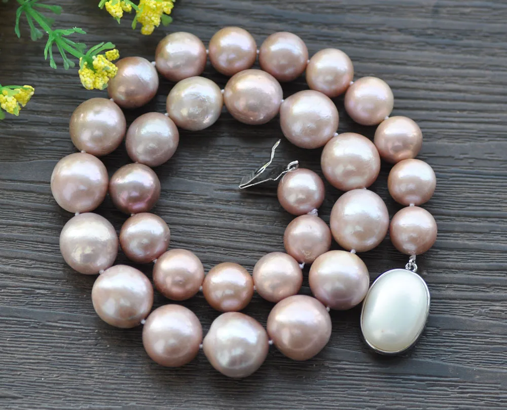 

p7725 Huge 17" 16mm Lavender Round KESHI Edison Pearl Necklace