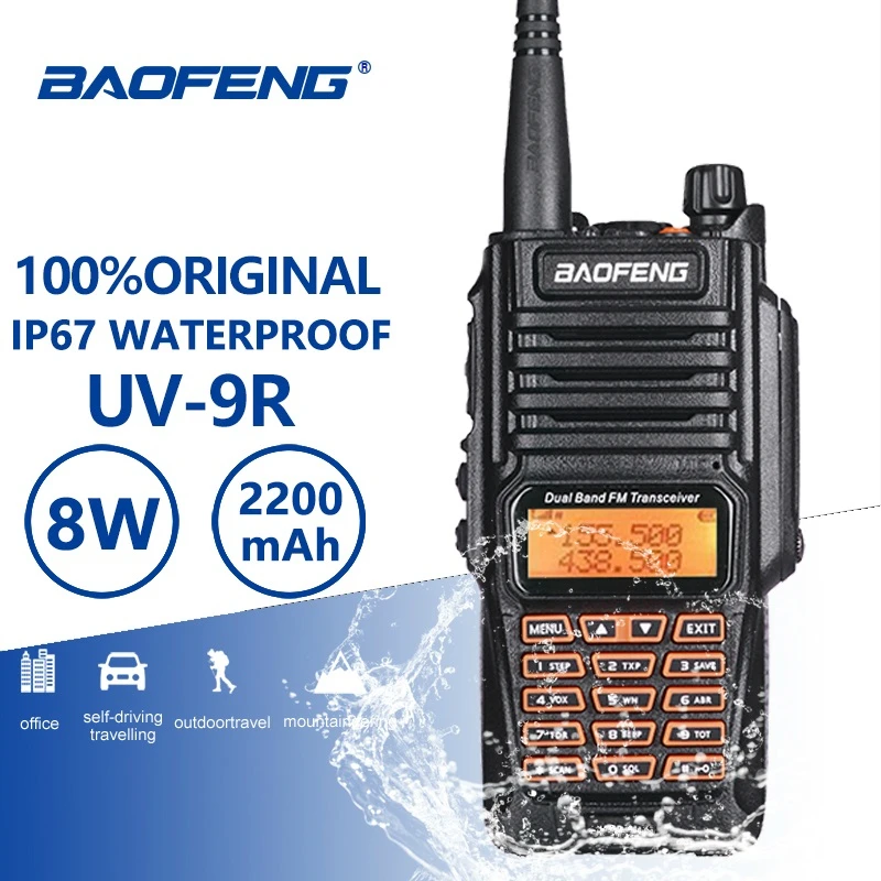 

Портативная рация Baofeng UV-9R 8 Вт IP67 PTT, водонепроницаемая двухсторонняя радиостанция, 10 км, UV 9R, UV9R