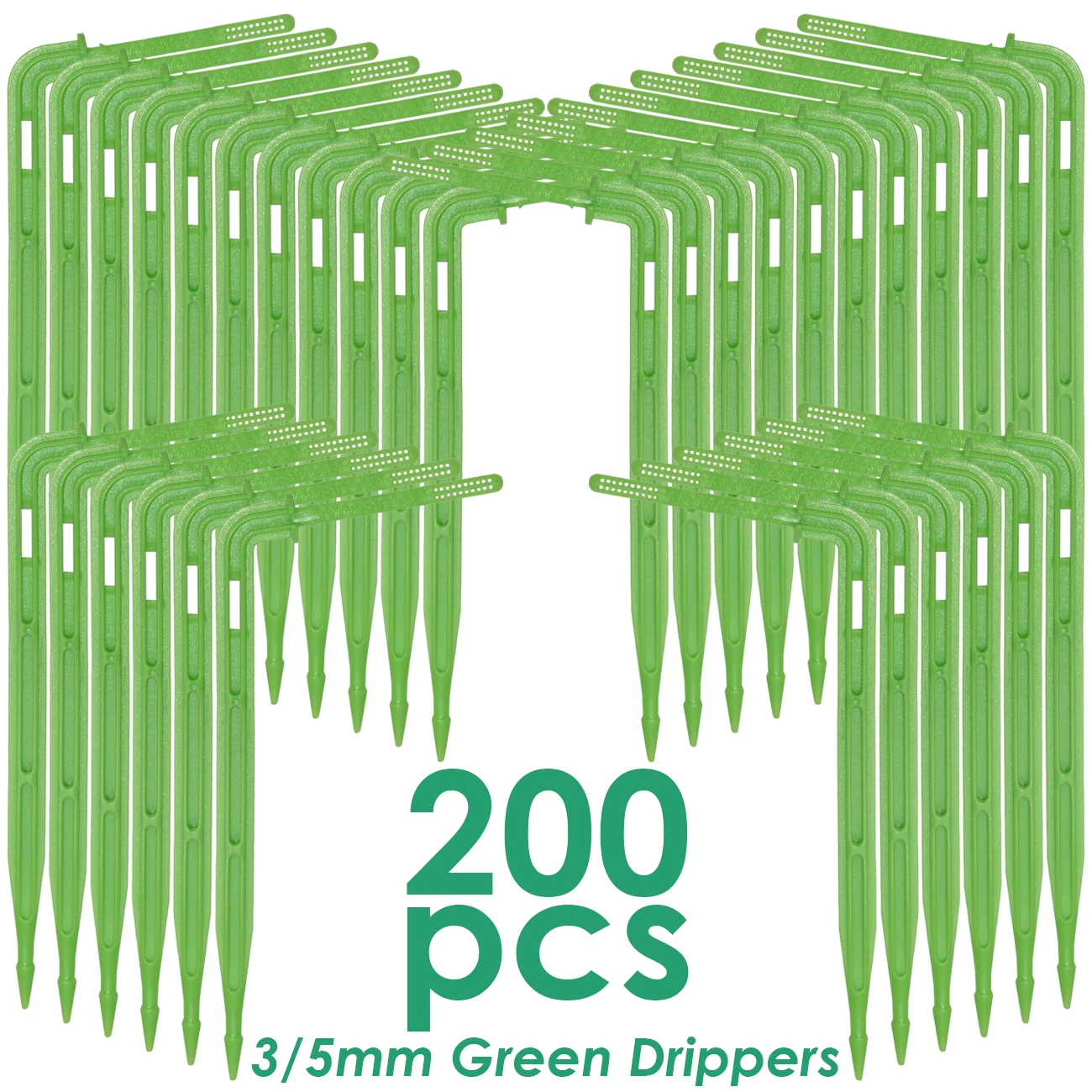 

KESLA 200PCS Garden 3/5mm Hose Elbow Arrow Watering Dripper Micro Automatic Drip Irrigation Green 1/8'' Pipe Emitter Greenhouse