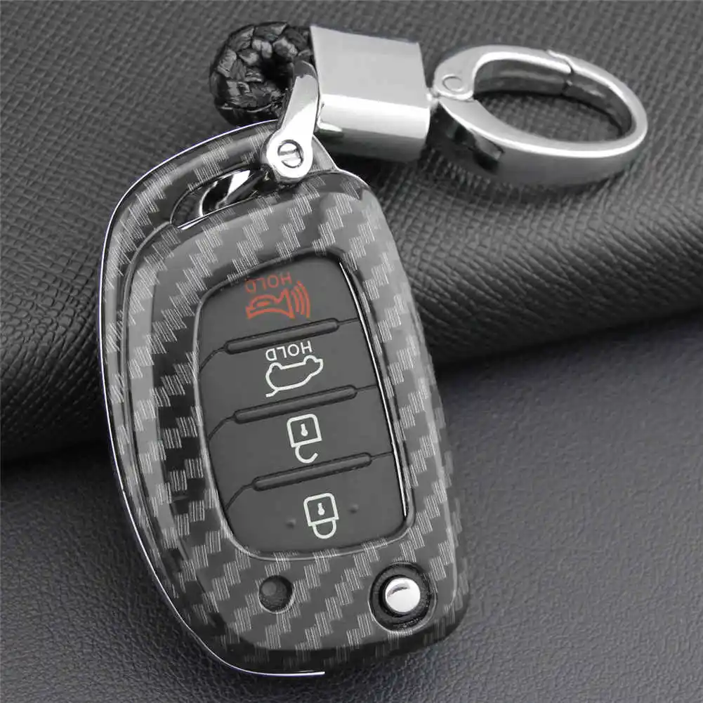 Carbon Fiber Key Case Fob Bag Holder ABS Hard Shell Cover Parts Automotive Interior Supplies Drop Shipping Car Essentials