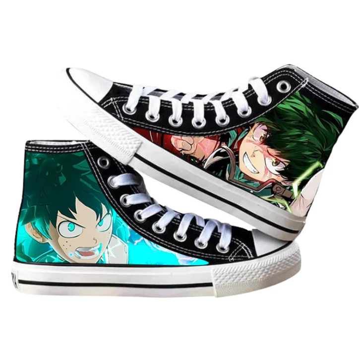 Anime meu herói Academia Deku Todoroki shoto bakugou katsuk high top sapatos de lona masculino e feminino estudante cartoon casual sho esportes