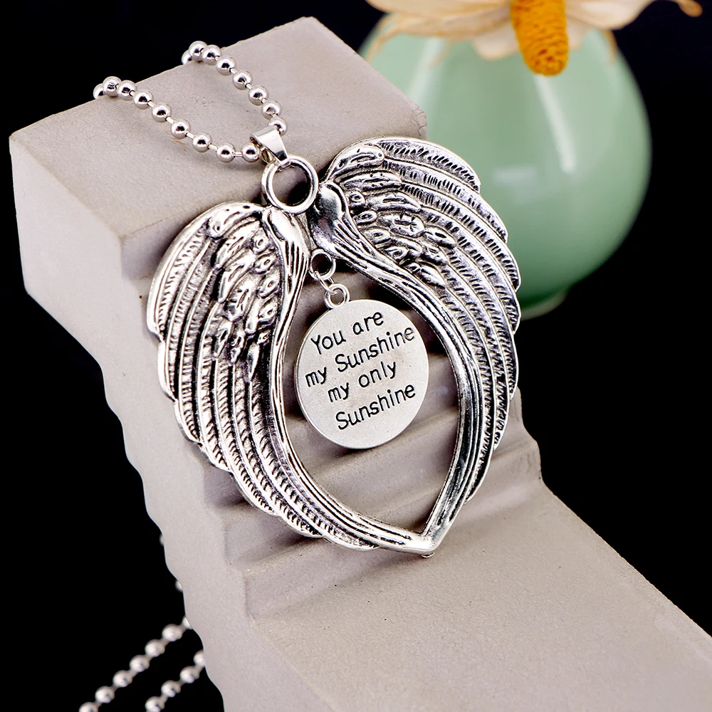 Car Pendant Angel Wing Rearview Mirror Decoration Hanging You are my Sunshine my only Sunshine Auto Ornaments Accessories