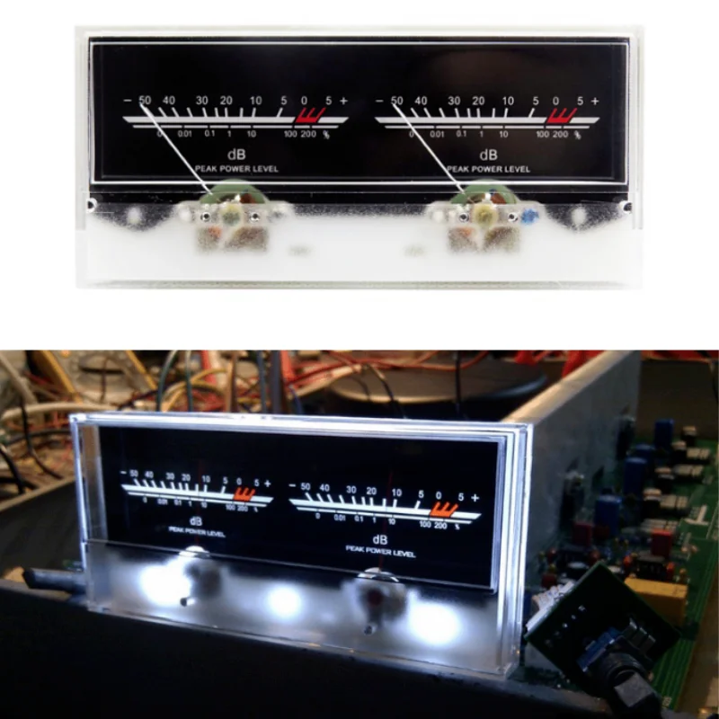 لوحة مكبر صوت ستيريو, مزدوج مؤشر VU متر مكبر صوت ستيريو لوحة DB مستوى الصوت مقياس إضاءة خلفية قابلة للتعديل مع سائق