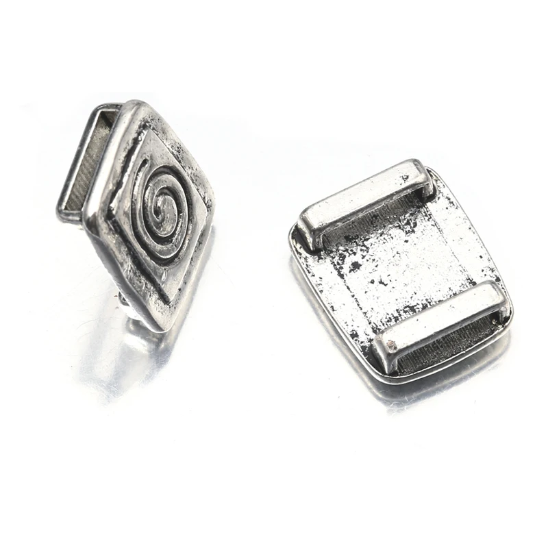 10 قطعة الفضة التبتية دوامة Patter المتزلج خرزة مباعدة ل 10 مللي متر سلك جلد مسطح سوار ذاتي الصنع خمر صنع المجوهرات اكسسوارات #5