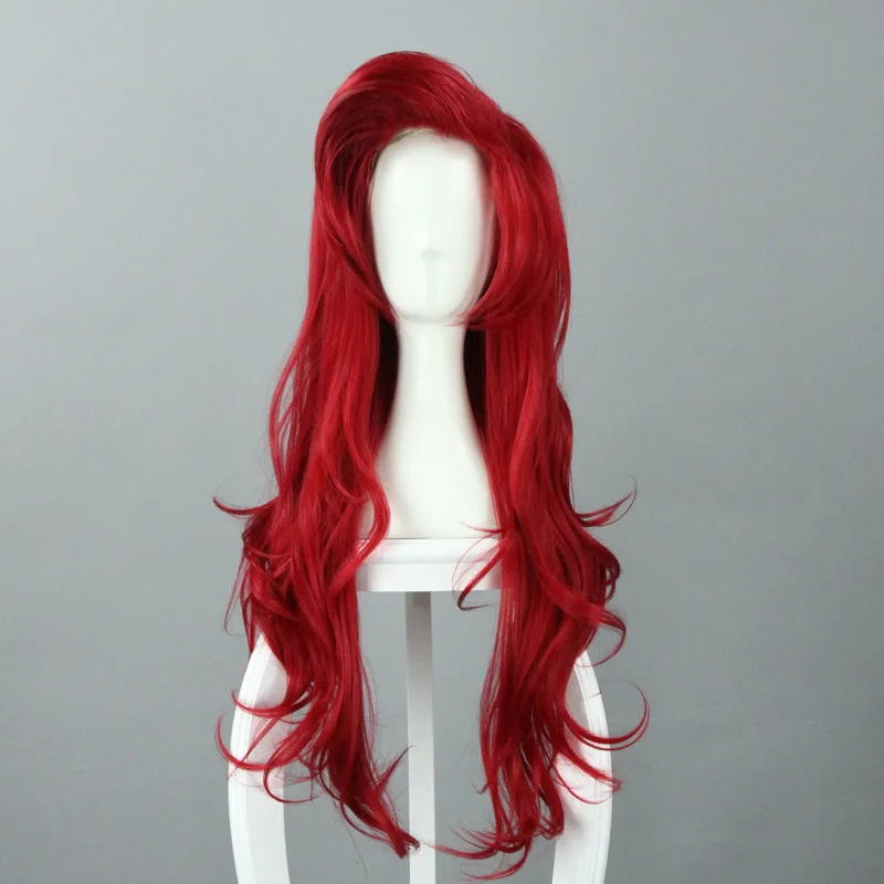 Crimson Long Curly Hair Wig Anime Cosplay Wig High Temperature Heating Synthetic Wig For Women