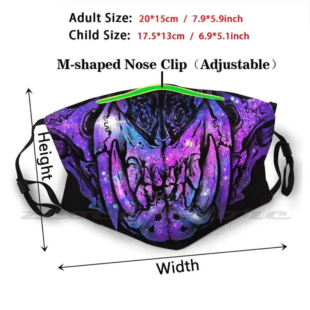 Nebula Felid Skull Mask Cloth Reusable Print Filter Washable Halloween Cat Big Cat Lion Tiger Liger Smilodon Sabertooth