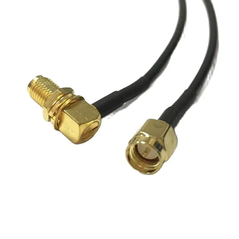 Cable Coaxial para módem, conector hembra SMA, tuerca, interruptor de ángulo recto, convertidor de enchufe macho SMA, adaptador Pigtail RG174, 20CM, WIFI, nuevo, 1 unidad