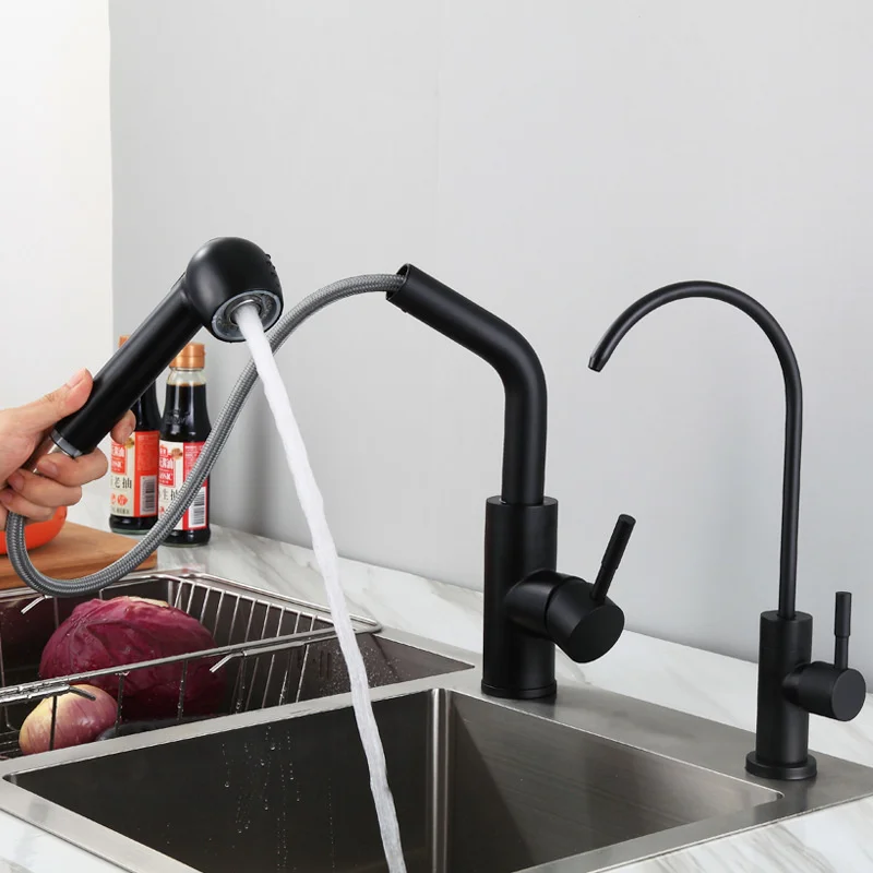 360 Degree Swivel Pull out Kitchen Faucet Deck Mounted with Stream Sprayer - Modern Kitchen Mixer Tap for Bathroom & Kitchen
