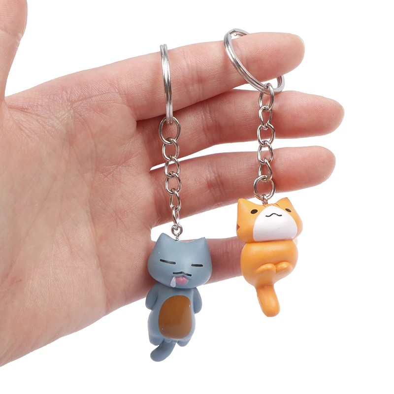 1pcs Cute Cat Figure Keychains Keyring Key Holder Gifts for Kid Fashion Charms Trinkets Accessories