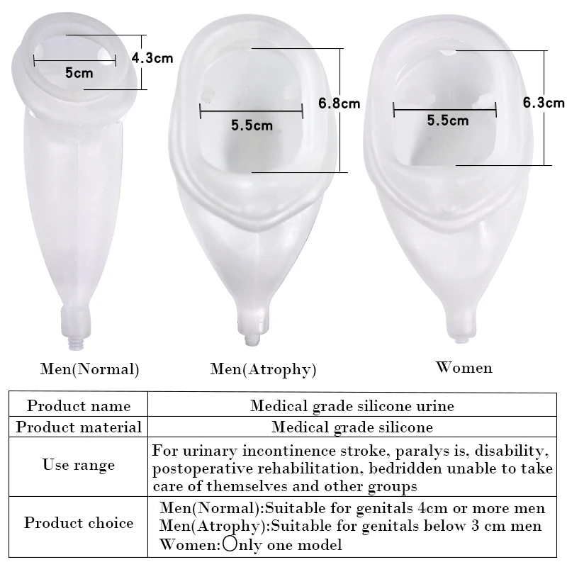 1Set Medical silicone Men Women Elderly Urine Bag Urine Collection Set Breathable Urinal Spill Proof Bag For Urine Incontinence