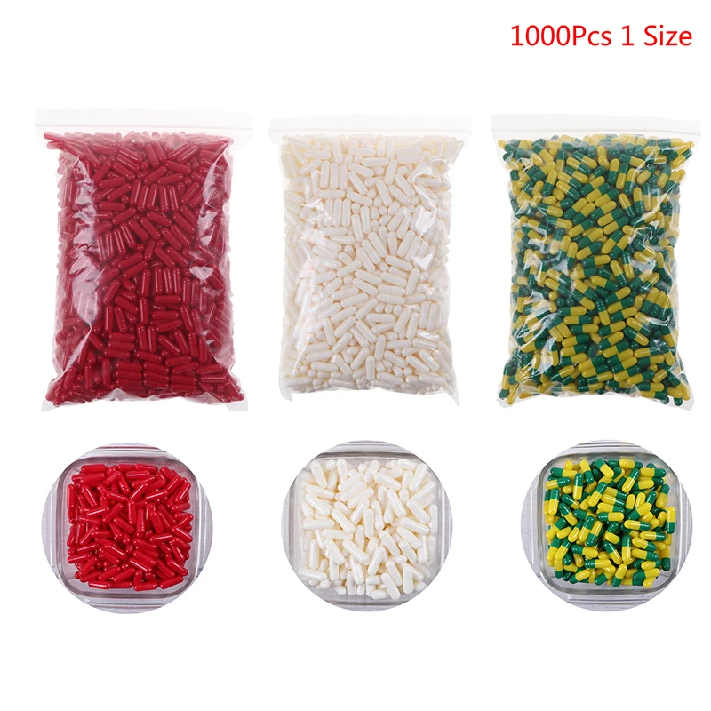 

1000Pcs Empty Hard Vacant Gelatin Capsule Size Gel Medicine Pill Vitamin Capsule