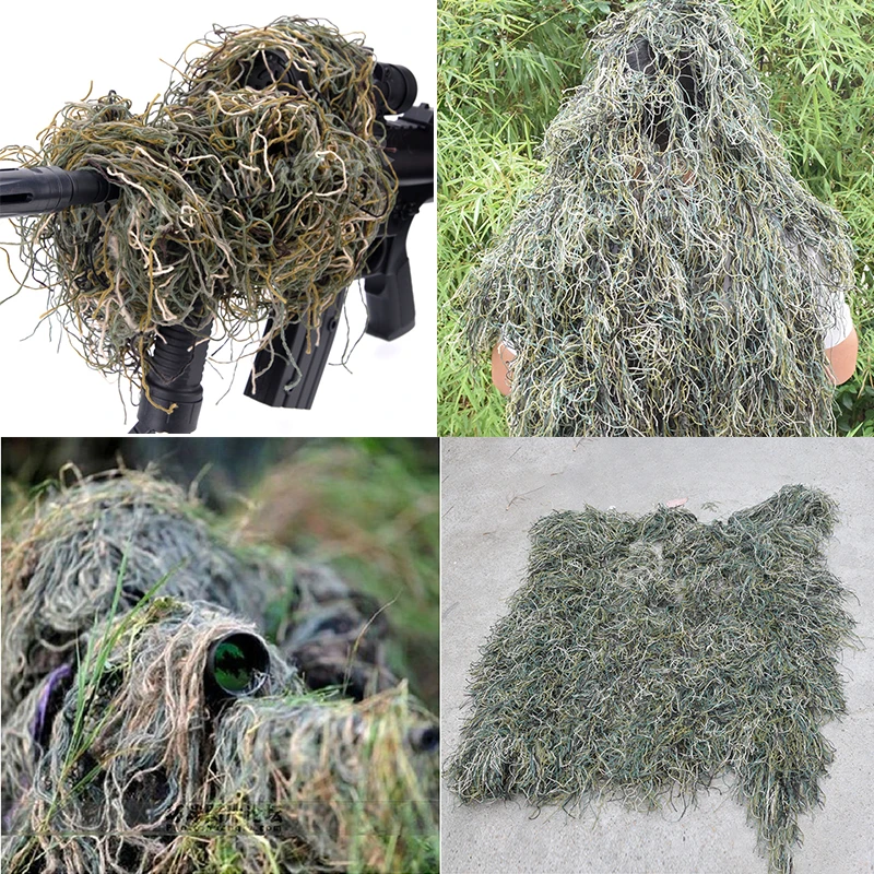 

Hunting Portable handmade Jungle Camouflage Net Hunting Sniper Flapping Clothing Scouting +Rifle Gun Wrap Cover