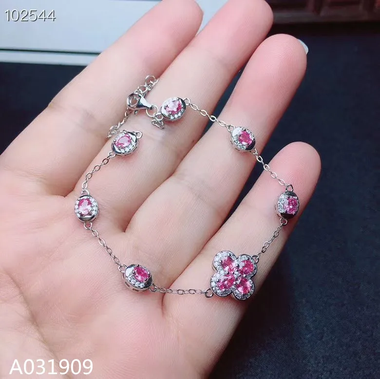 KJJEAXCMY boutique jewelry 925 sterling silver inlaid Natural pink sapphire fine female Bracelet support detection exquisite