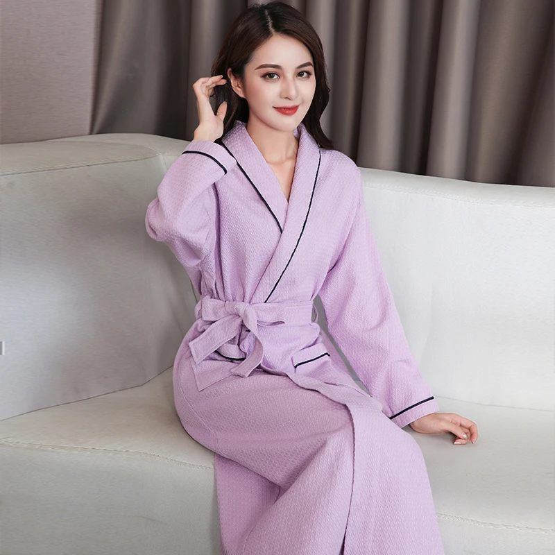 Waffle Robe Lovers 100% Cotton Bath Robe Men And Women water sucking Nightrobe Sleepwear Male Casual Home Bathrobe Hotel Robe