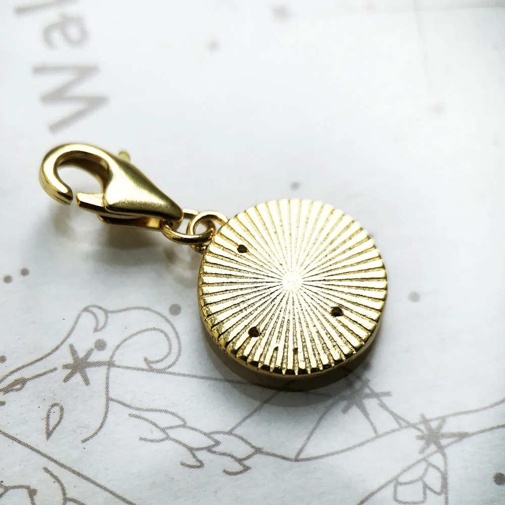 Golden Lucky Coin Charm For Women 925 Sterling Silver Vintage Pendant Pure Happiness Gift