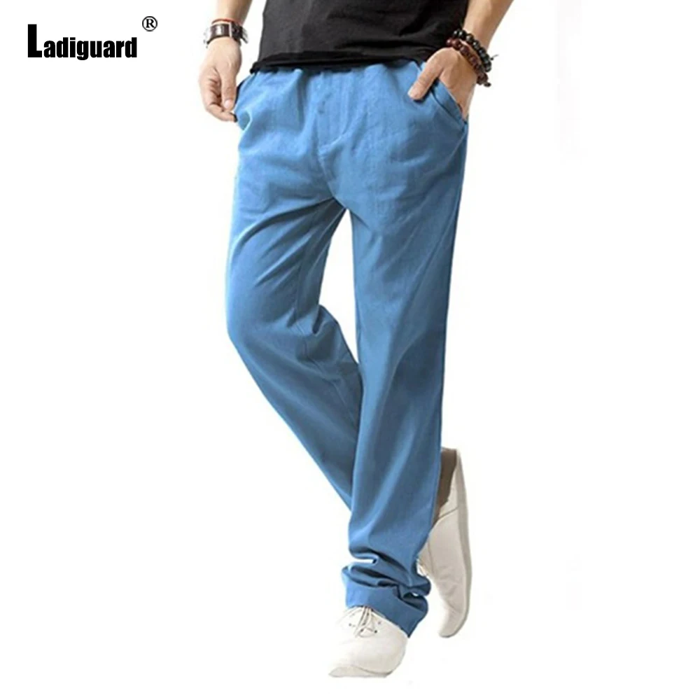 Pantalones rectos de lino y algodón para hombre, ropa Sexy de talla grande, con bolsillo, para exteriores, primavera y otoño, 2021, S-3XL