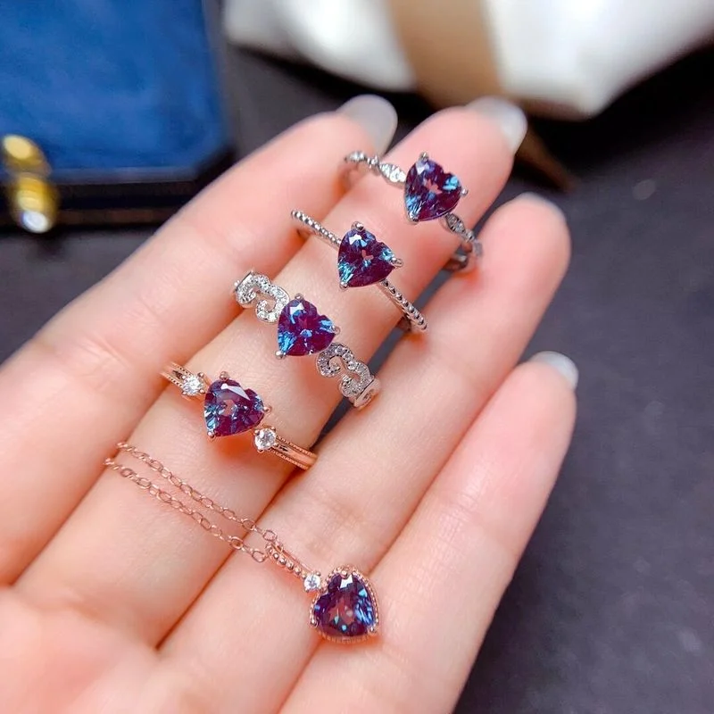 Sterling Silver Rings Alexandrite Rings for Women African Jewelry Wedding Rings for Couples Luxury Rose Gold Plating Party