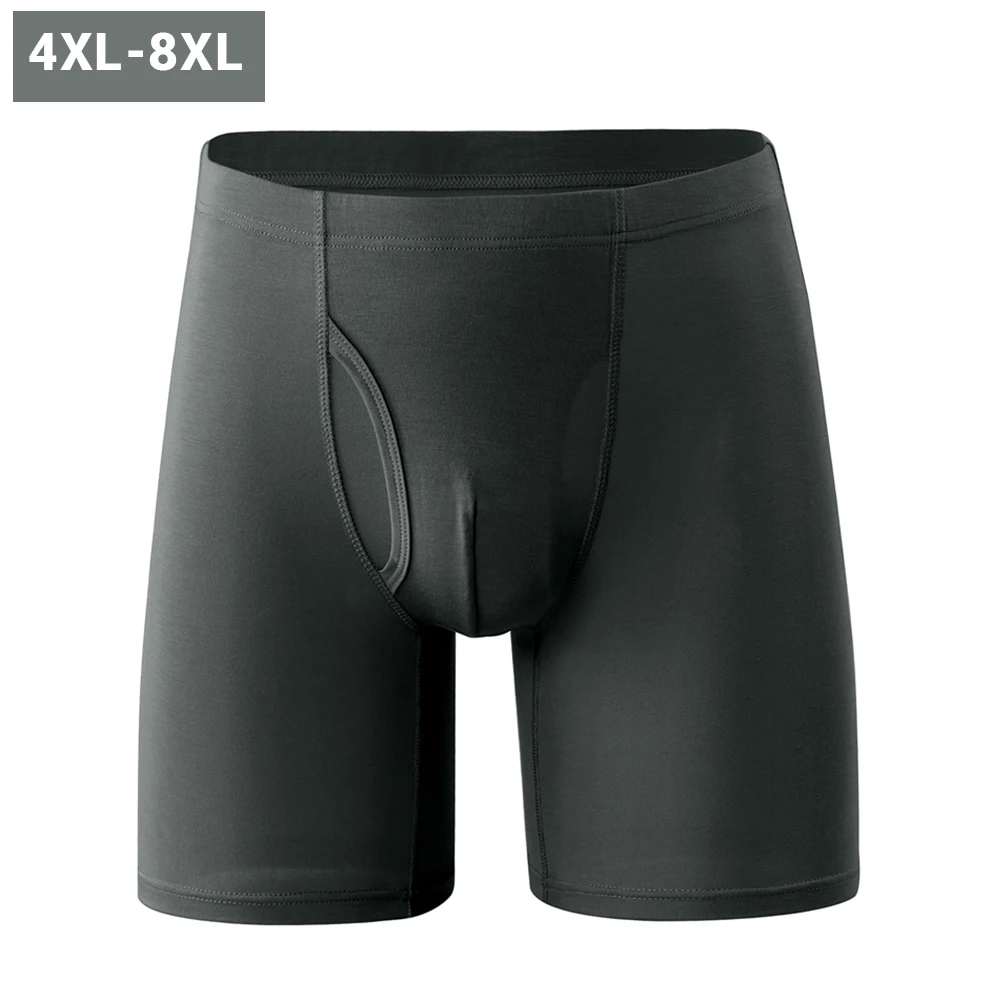 Shionf-bóxer supersuave para hombre grande, ropa interior masculina, Boxers con abertura lateral, bragas de talla grande 8XL, calzoncillos transpirables de pierna larga