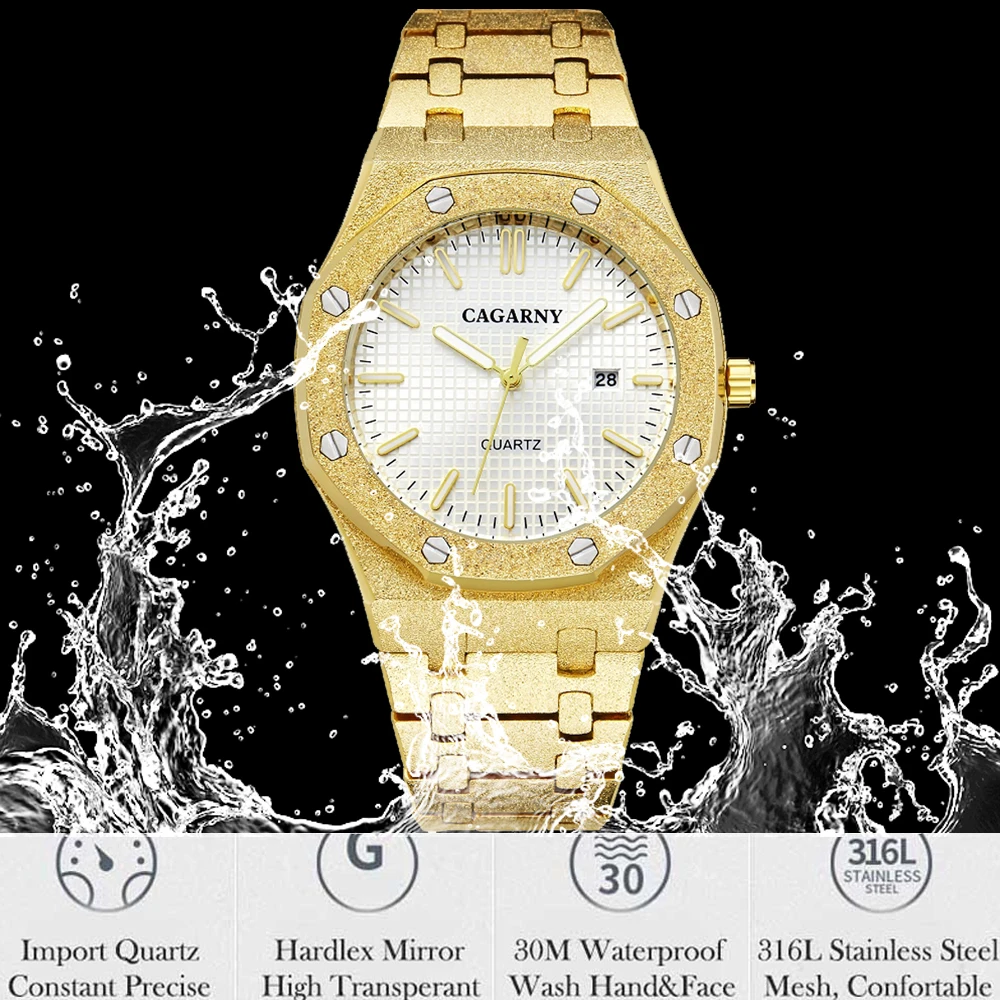 Gold Men Watches Luxury Brand Quartz Watches Men Dress Business Watch Man Full Stainless Steel Luminous Wristwatch Reloj Hombre