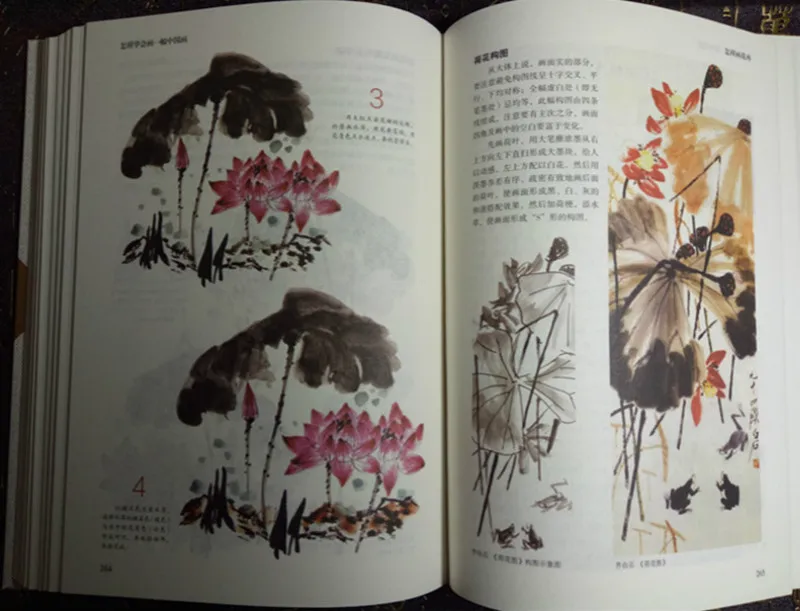 Livro de pintura chinesa para iniciantes, livro de habilidade para pintura de paisagem e flores, tutorial em pincel chinês