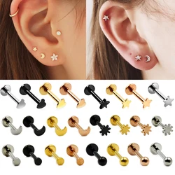 1pcs 316L Surgical Steel Heart Ball Moon Labret Stud Ring Ear Tragus Cartilage Ball Lip Ring Earrings Body Piercing Jewelry