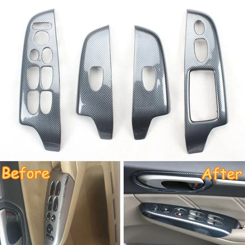 

Newfor HONDA CIVIC 2006-2011 Door Window Lift Panel Carbon Fiber Door Window Switch Cover Trim RHD