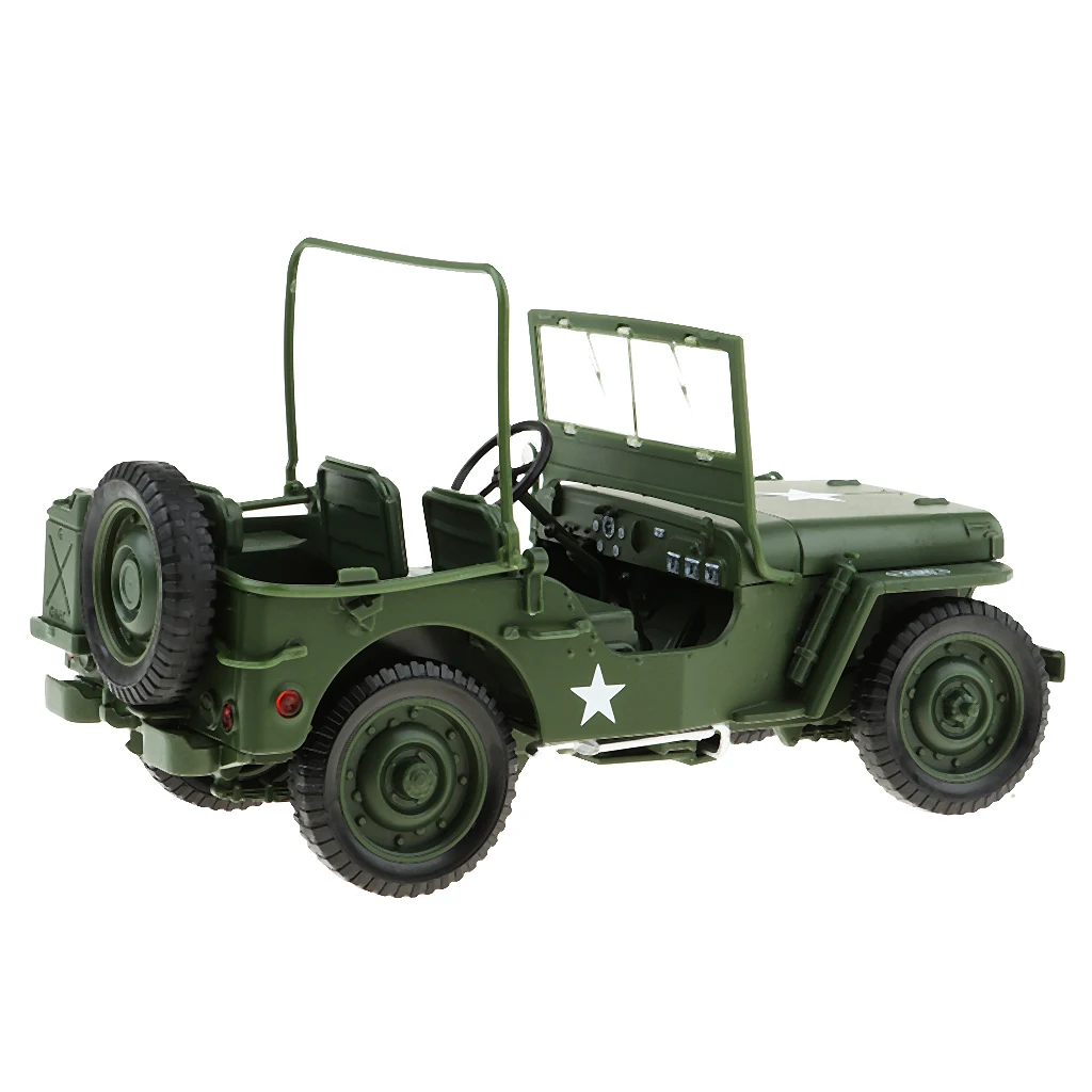 1/18 Alloy Diecast Model Willys Jeep Military US Army Vehicle Toys Collection for kids