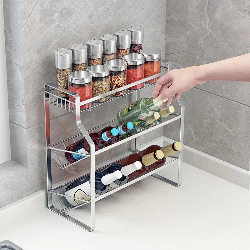 

304 Stainless Steel Kitchen Condiment Storage Rack