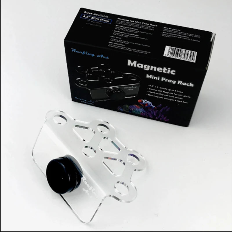 Reefing Art Super Clear Acrylic Magnetic Coral Frag Plugs Rack Holder, Fish Tank for 15-20mm Glass Thickness