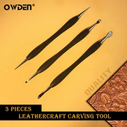 OWDEN 3Pcs Leather Modeling Carving Tools Set Modeling Point Stylus Spoon Leather Embossing Tool Kit