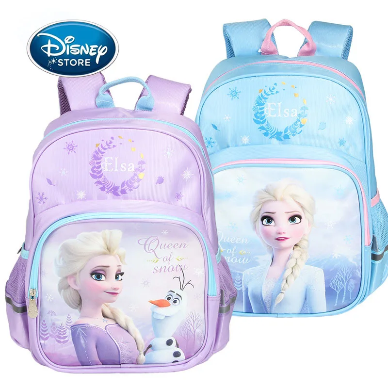 Disney Princess Girl Backpack Frozen Snow Queen Elsa Schoolbag Primary Student Outdoor Travel Light Storage Children Backpack