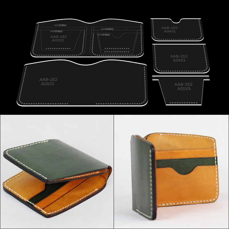 1 set of short wallet wallets acrylic template diy leather craft tools drawings sewing wallet pattern making mold