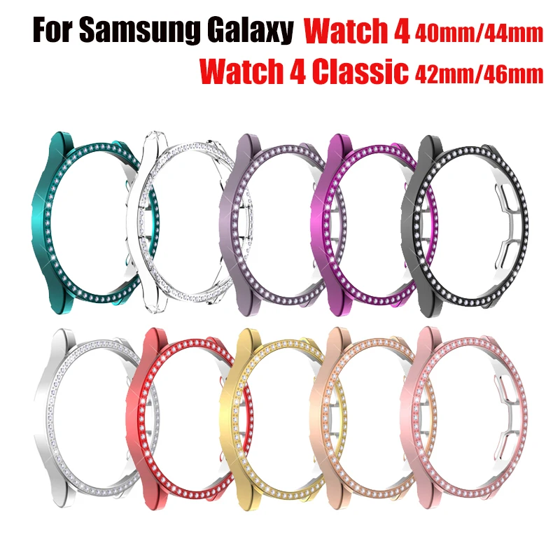 Caso de diamante para Samsung Galaxy Watch 4, Bumper Screen Protector Cover, Acessórios Clássicos, 42mm, 46mm, 40mm, 44mm