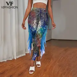 VIP FASHION New Arrival Funny Colorfur Fish Scale Printed Galaxy Mermaid Leggings Tight Elasticity Workout Fitness Pants